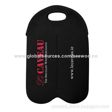 Dual Neoprene Wine Bottle Holder with Strong Cutout Handles